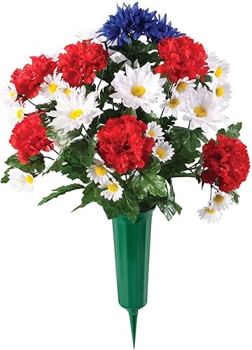 Miniatura 6 de OakRidge Patriotic Memorial Bouquet seda floral decoración para interiores y exteriores 21 pulgadas de alto