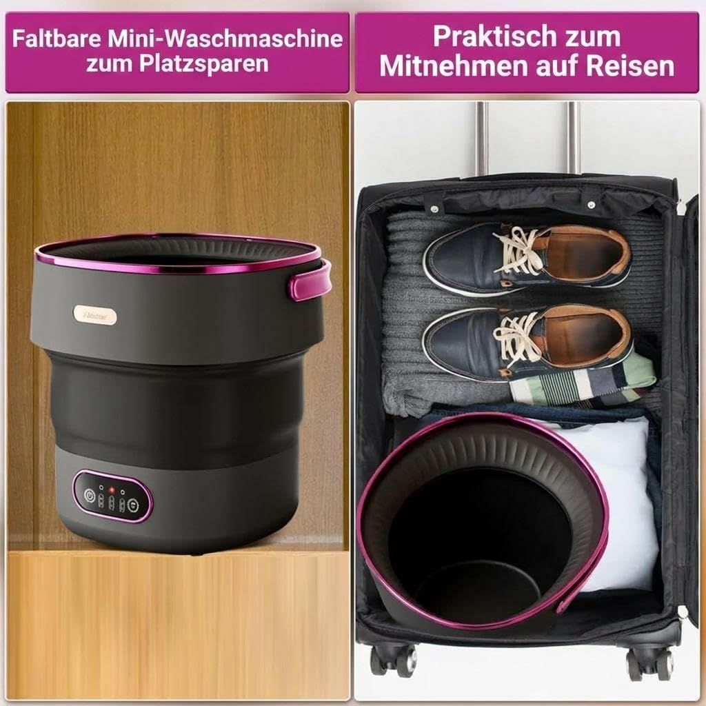 13L Faltbare Mini Waschmaschine, Tragbare Waschmaschine Mit Schleuderkorb & 4 Waschprogrammen, Tiefenreinigung Für Unterwäsche Und Babykleidung, Ideal Für Camping, Wohnmobil, Reise & Wohnung
