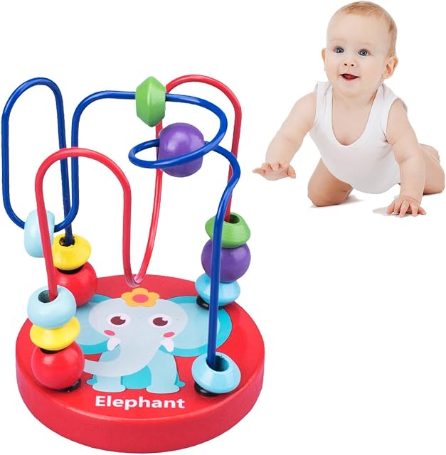 Toddlers Bead Maze Roller Coaster Animal Circle Toys Maze Wooden Baby Toddler Toys Educational Abacus Beads Game For Boys Girls Baby Gift