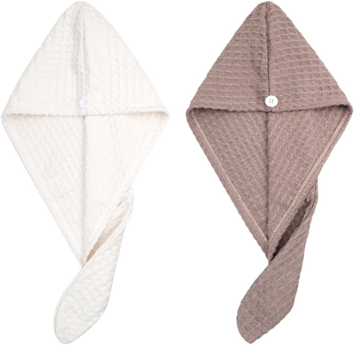 2pcs Microfiber Hair Drying Cap for Curly or Dyed Travel Friendly