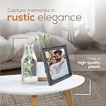 Truu Design Weathered Picture Frame, Distressed Wooden Look for Wall or Tabletop Display, Lightweight Photo Frame with Glass Cover, 8" x 10", Gray