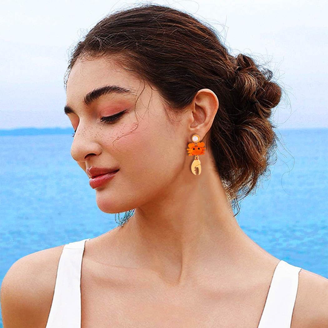Sea Drop Earrings Funny Shell Star Fish Earrings Dangle Trendy Summer Beach Earring Cute Ocean Animal Earring Jewelry for Women - Image 4