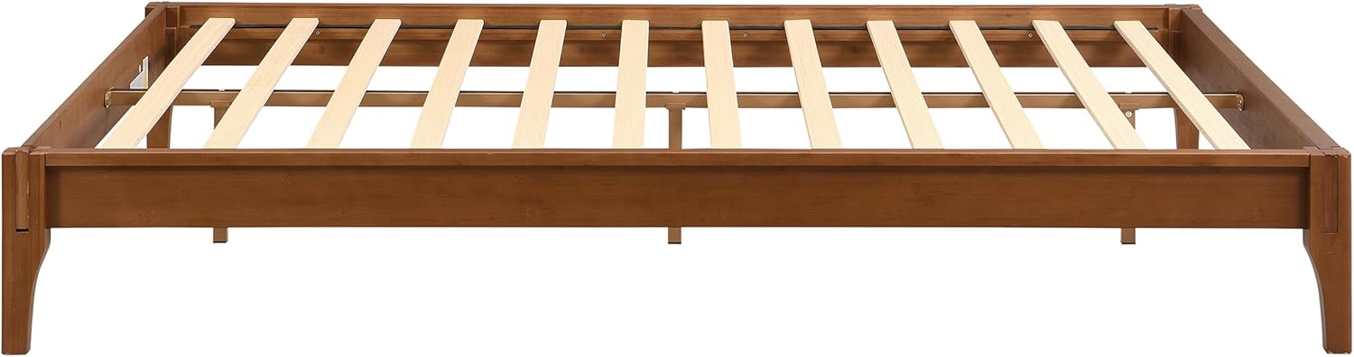 LUMISOL Bamboo Wood Platform Bed Full Size with Support Legs, No Headboard Bed Frame with Underneath Storage for Saving Space, Brown