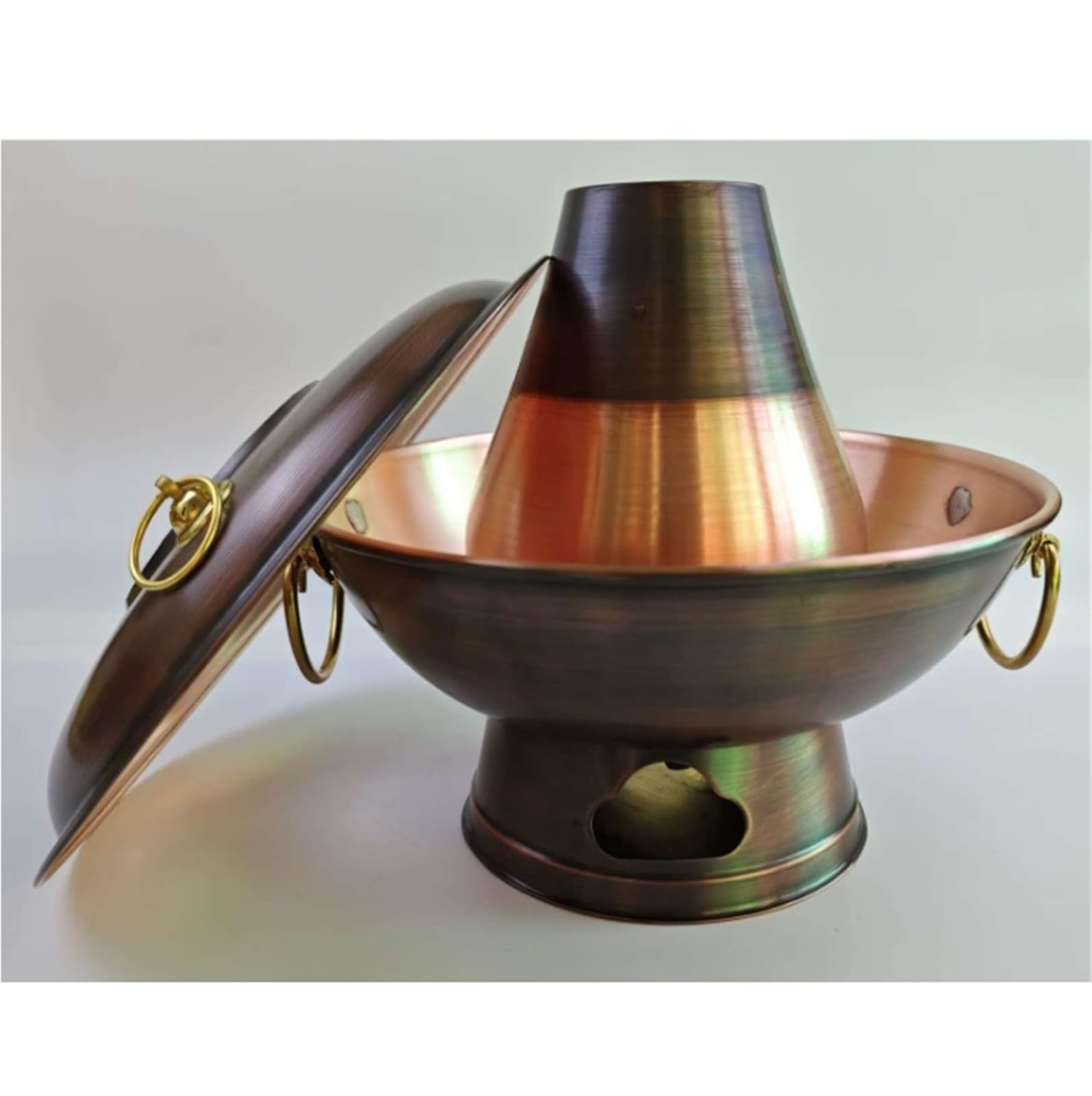 Olla caliente vintage china tradicional de cobre, gruesa, adecuada para camping, olla de cobre, olla Shabu, cobre, 30 cm