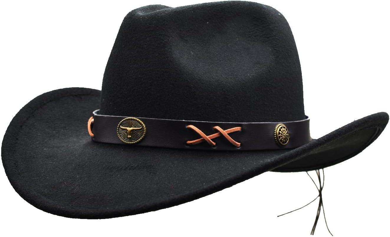 ESSECMBS Girls Kids Fluffy Feather Cowgirl Hats Little Boys Wide