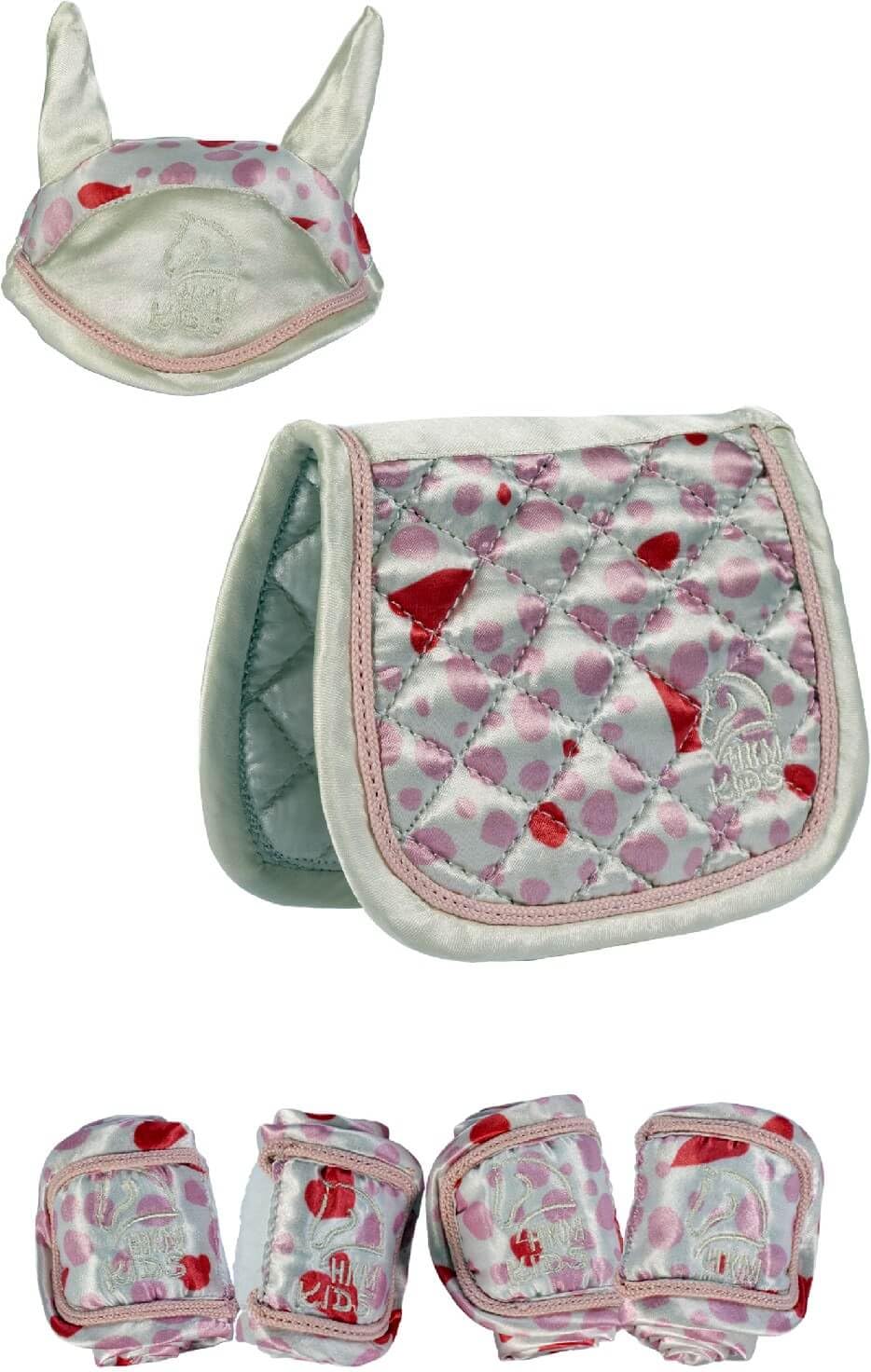 HKM Cuddle Pony Design Set Wool White/Pink One Size