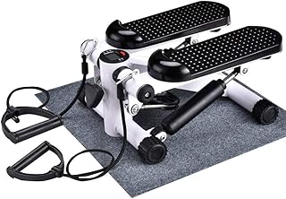 Up-Down Stepper, Mini Aerobic Stepper Machine with Display, Quiet Fitness Stepper Including Resistance Bands, Legs Arm Full Body Training Exercise Machine