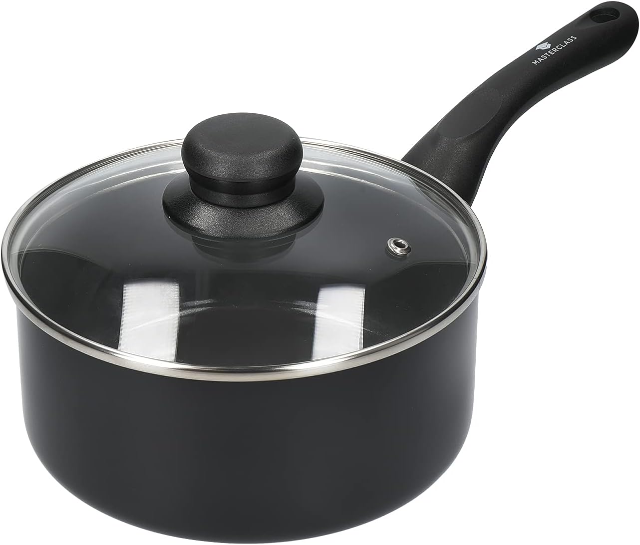 MasterClass Can-to-Pan Ceramic Eco Saucepan with PTFE, PFOA and BPA Free Non Stick, Made from 7 % Recycled Aluminium, 18 cm,Black