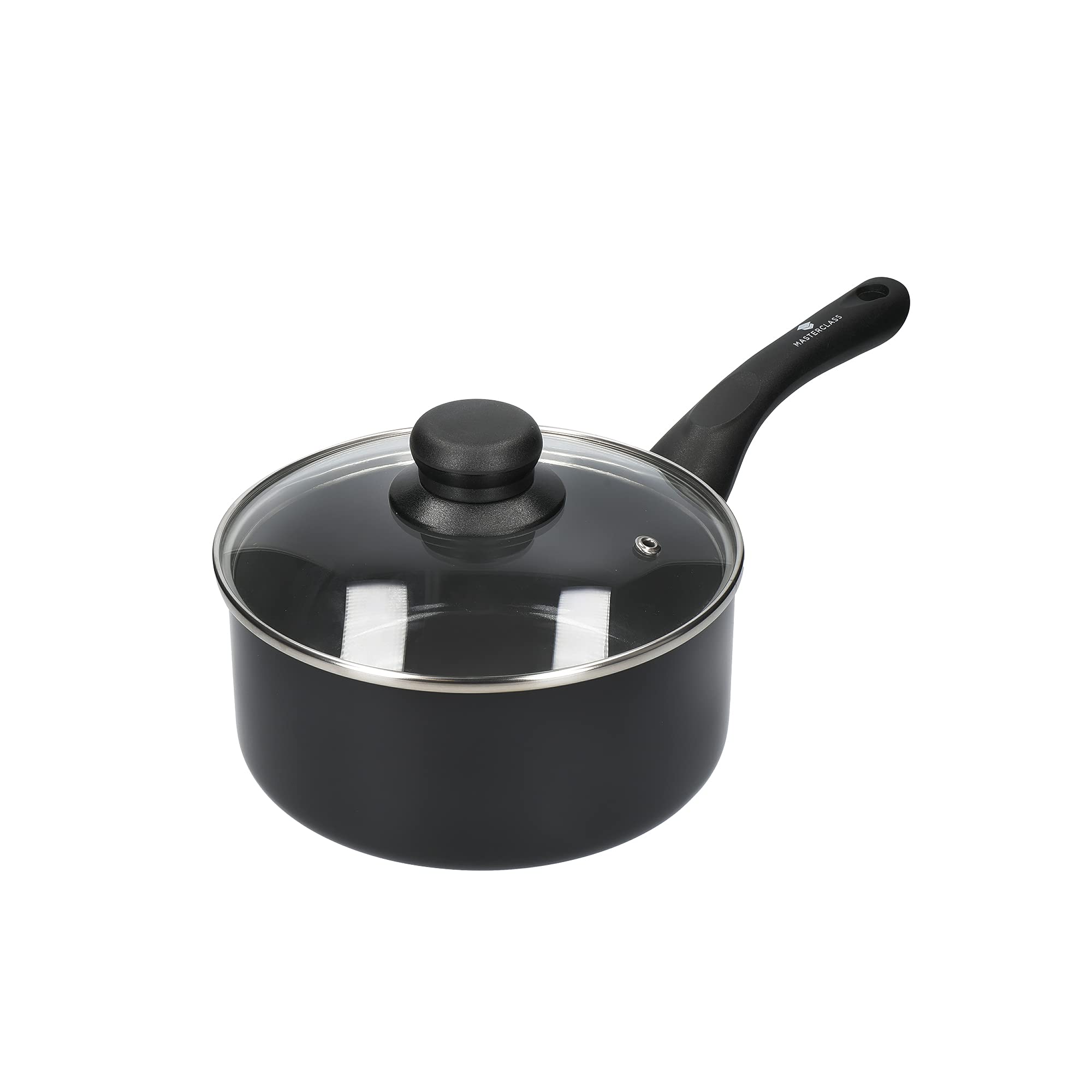 MasterClass Can-to-Pan Ceramic Eco Saucepan with PTFE, PFOA and BPA Free Non Stick, Made from 7 % Recycled Aluminium, 18 cm,Black