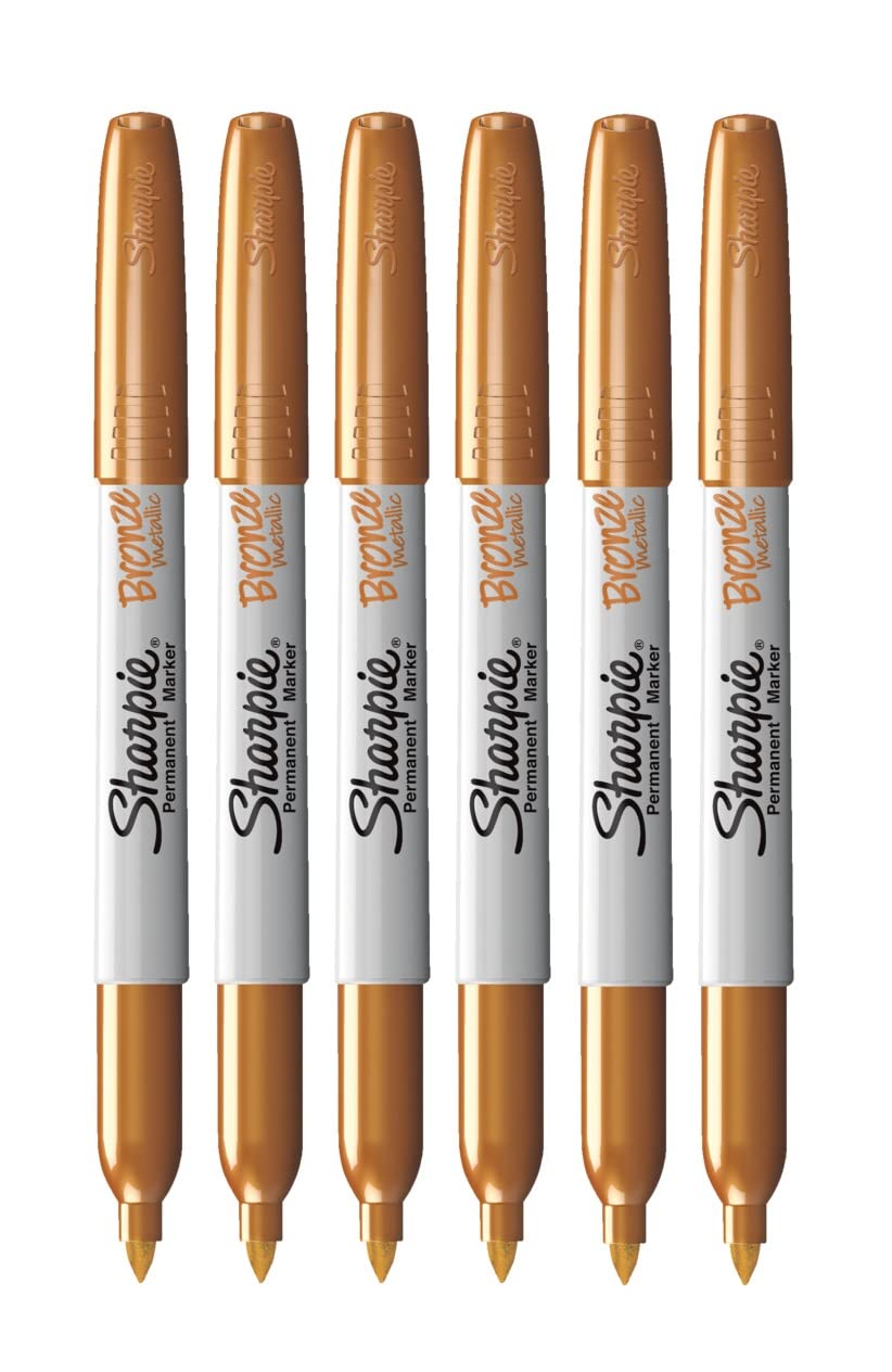 Sharpie Metallic Permanent Markers - Fine Point - Bronze - Pack of 6, 1 count (Pack of 6)