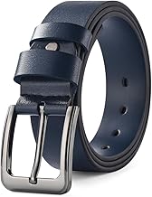 HYCOPROT Men's Leather Belt, Leather Belts for Men 38 mm Wide, Adjustable Belt Buckle for Casual Work Jeans