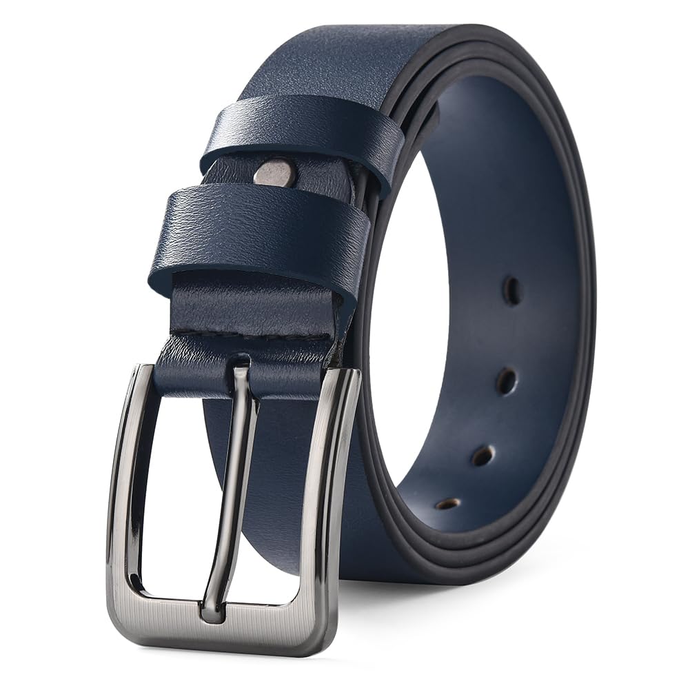 HYCOPROT Cinturón Piel Hombre,Cinturones de Cuero Para Hombres de 38mm de Ancho, Hebilla de Cinturon Ajustable Para Pantalones Vaqueros de Trabajo Informales
