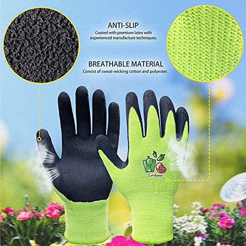Evridwear Kids Gardening Gloves For Boys Girls Outdoor Yard Work,Planting (L (9-12Yr), Green) #TOP1