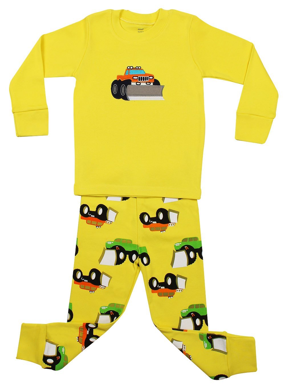 Elowel Little Boy Yellow Truck 2 Piece Pajama Set 100% Cotton (6M-8 Years)