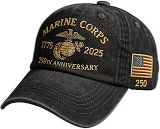 250th Anniversary Tribute Cap Marine Corps 250th Anniversary Cap, Adjustable Veterans Hat,Marine Corp Anniversar Caps