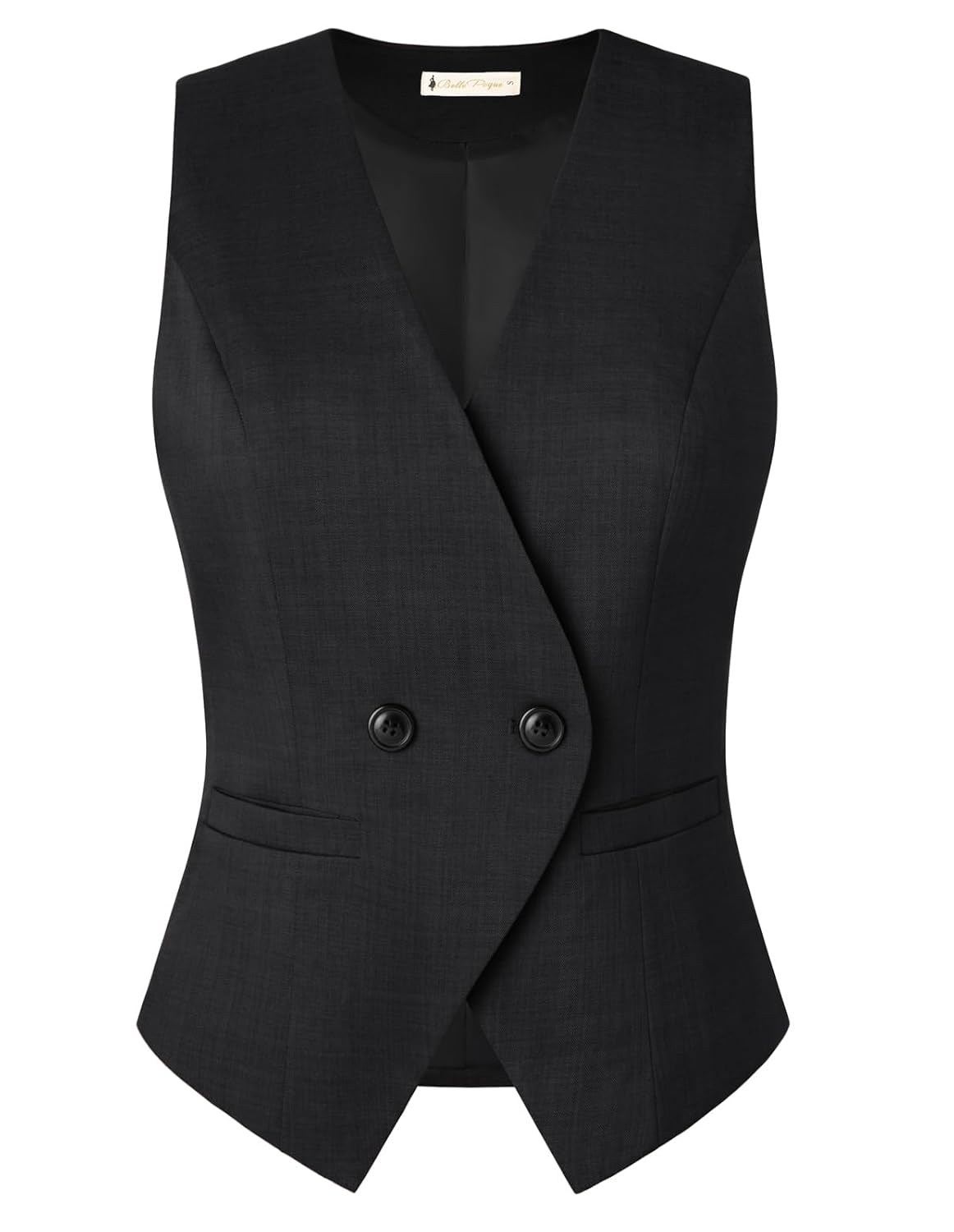 Belle Poque Sleeveless Vest Tops for Women 2025 Dressy Lightweight V Neck Button Suit Waistcoat Vests with Pockets