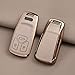 Axtrulix Key Fob Cover for Audi with Key Chain, Upper Leather + Soft TPU Key Cover Case Shell for Audi A4 Q7 Q5 TT A5 SQ5 R8 S5 (CREAM)