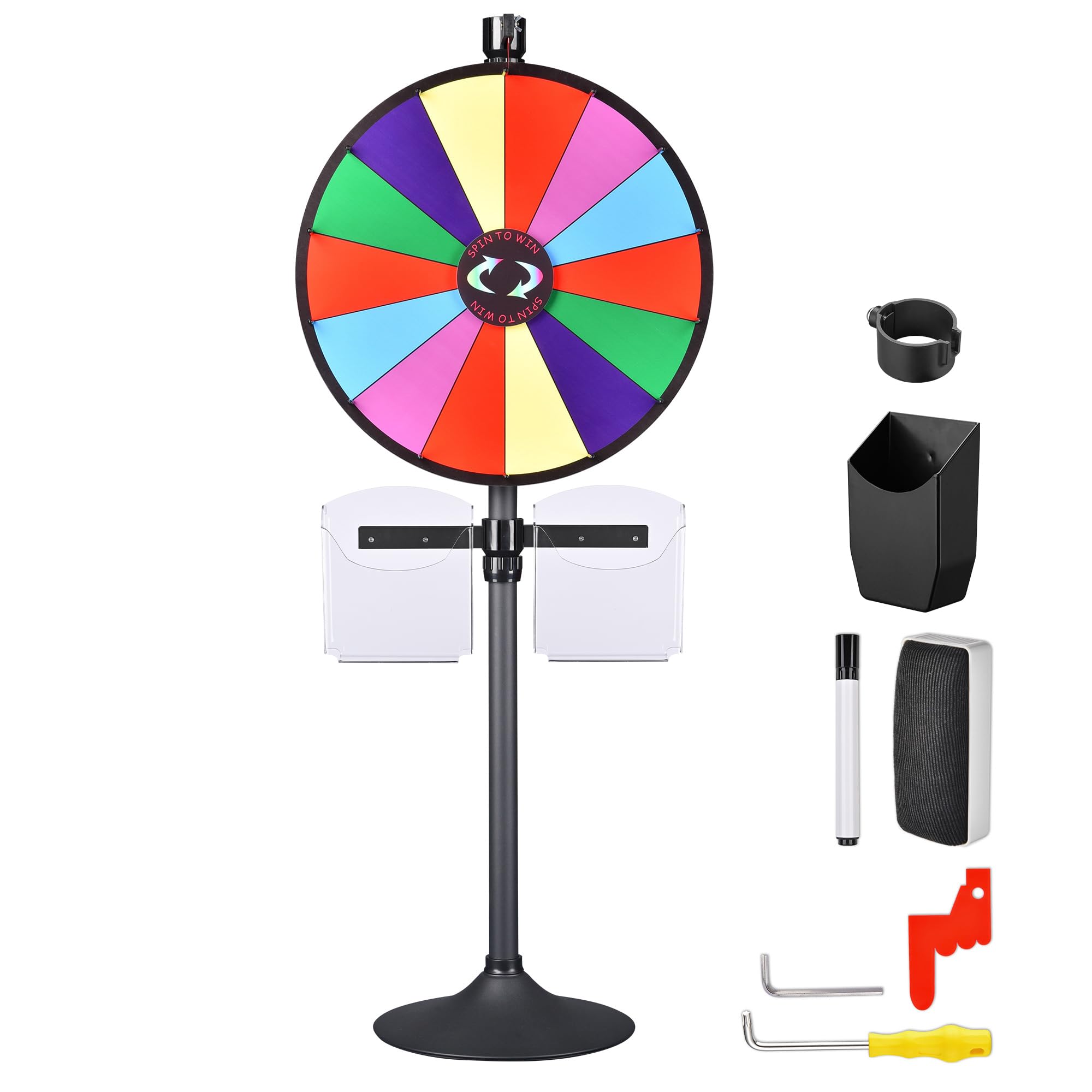 WinSpin 24" Prize Wheel Tabletop Floor Stand Spinning Game Brochure Holder