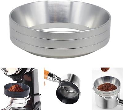 51mm Magnetic Espresso Dosing Funnel Lightweight Aluminum Coffee Dosing Ring Compatible 51mm Portafilter Silvery, 51mm