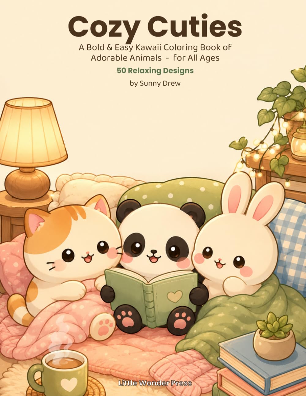 Cozy Cuties: A Bold & Easy Kawaii Coloring Book of Adorable Animals for All Ages - 50 Relaxing Pages