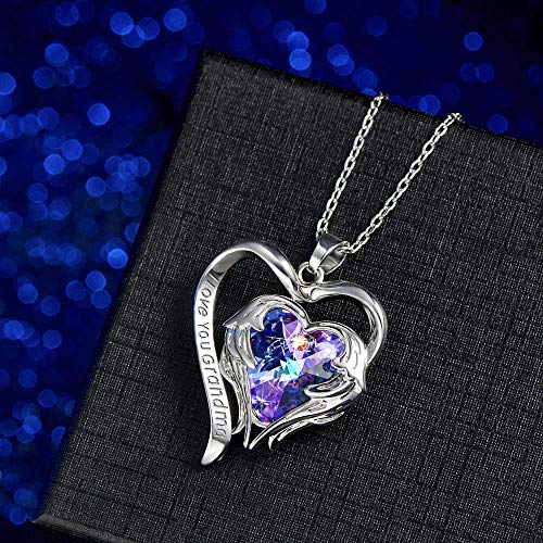 Mothers Day Gifts for Grandma, 18" White Gold Plated Angel Wing Pendant Necklace Grandma Gifts for Mothers Day Engraved I Love You Grandma Necklace for Grandmother Mothers Day Gifts for Grandma - Image 6