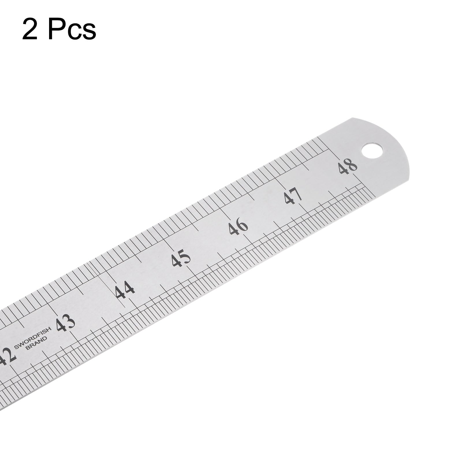 QUARKZMAN 2 Piezas Regla de Acero Inoxidable 120cm/48" de Largo x 1/20" de Grosor x 1-1/2" de Ancho Herramientas de Medición de Bordes Rectos en Pulgadas y Métricas, Plateado