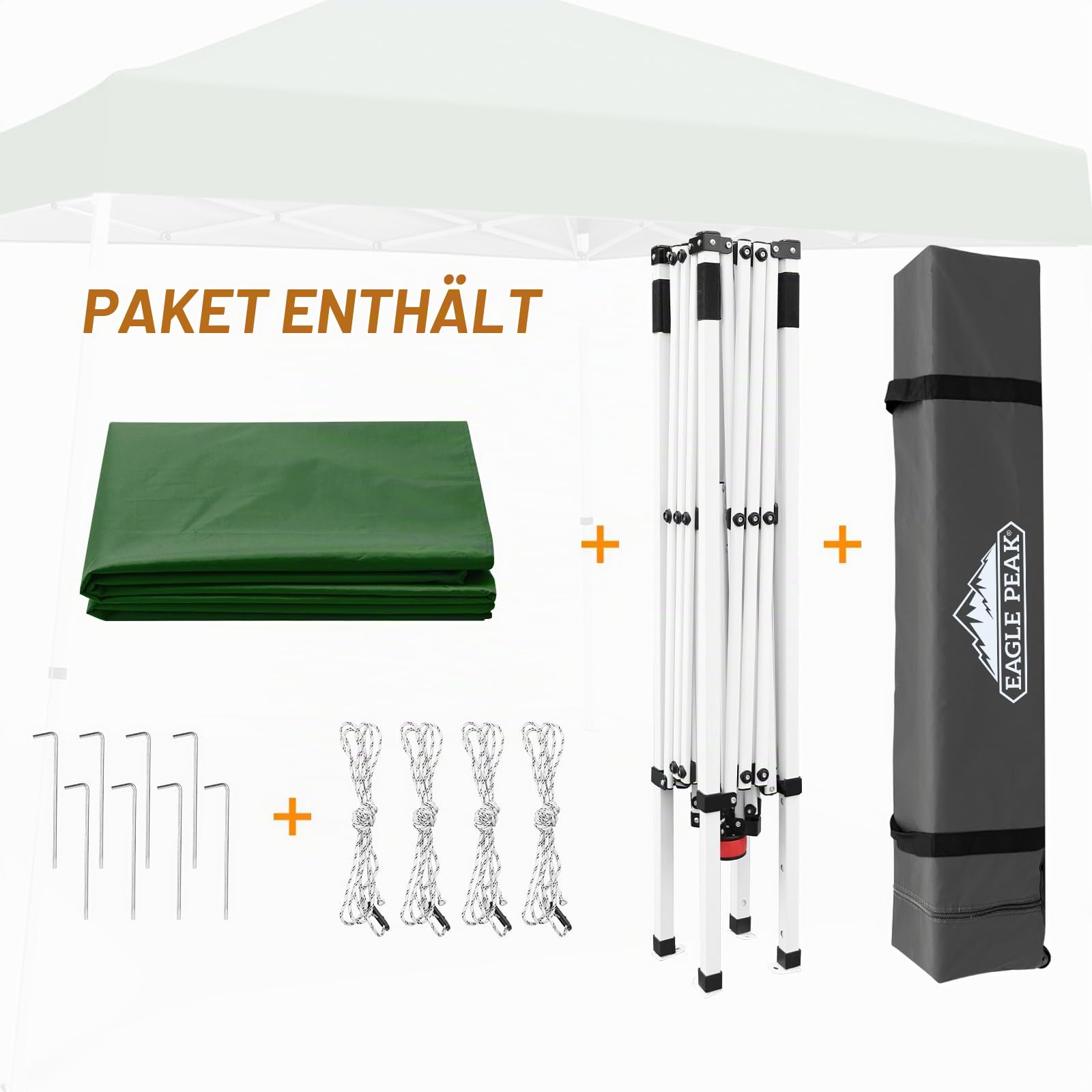 EAGLE PEAK 3x3m Schrägbein, Pop-Up-Überdachung, einfache Einrichtung für eine Person, sofortige Outdoor-Strandüberdachung, faltbar, tragbar, Sportunterstand,grün