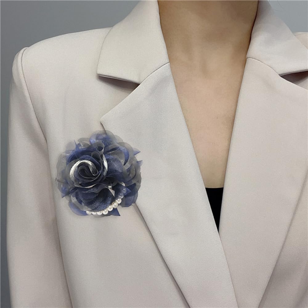 Rose Flower Brooches for Women Fabric Pearl Lapel Pins Big Camellia Flowers Brooch Pin Wedding Party Dance Elegant Dress Accessories for Clothes Fashion Jewelry for Banquet Ceremony 90mm - Image 2
