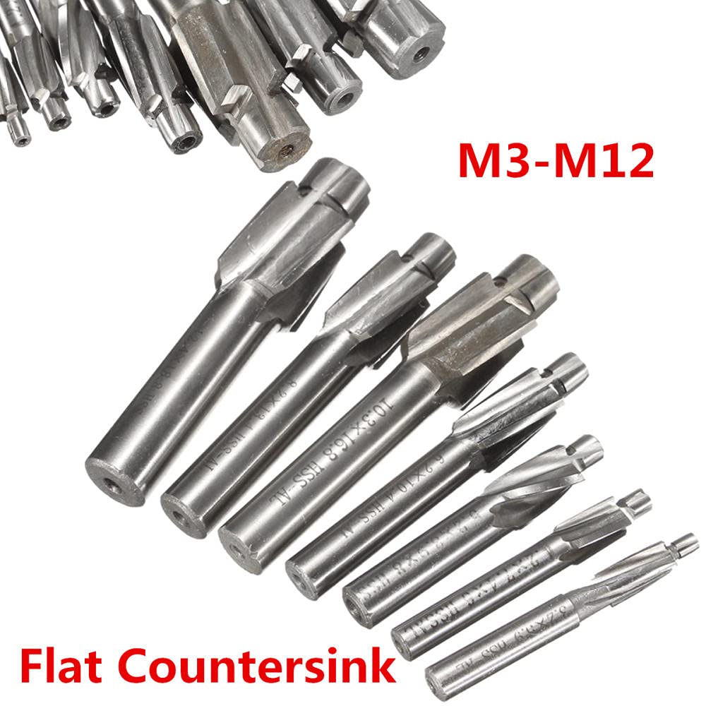 Set 7 Svasatori Piatti M3-M14 HSS A 4 Taglienti Per CNC – Acciaio, Alluminio, Legno E Plastica
