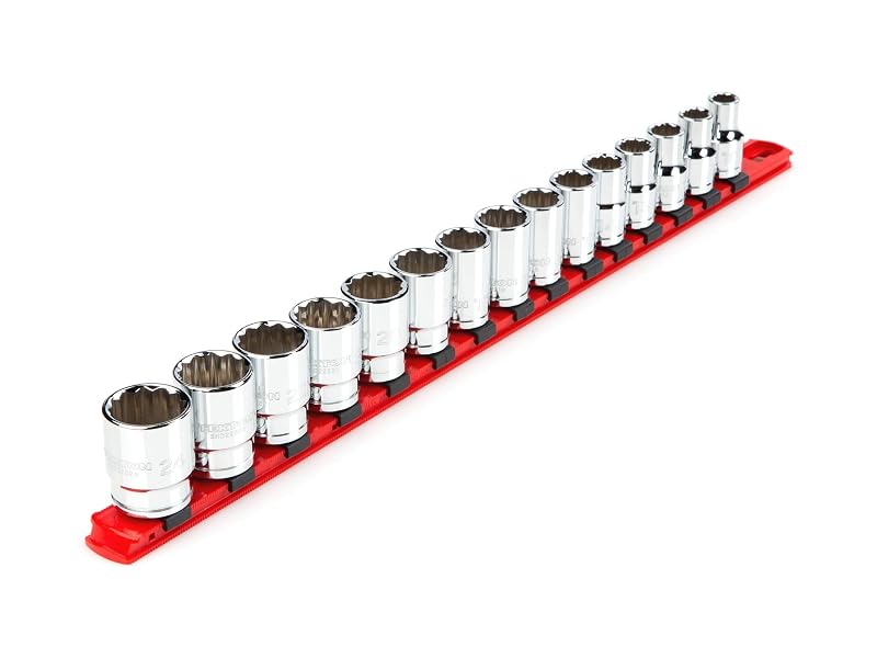 Kit de soquetes rasos de 12 pontos TEKTON com acionamento de 12,7 mm (1/2 pol.), 15 peças, 10 a 24 mm SHD92104