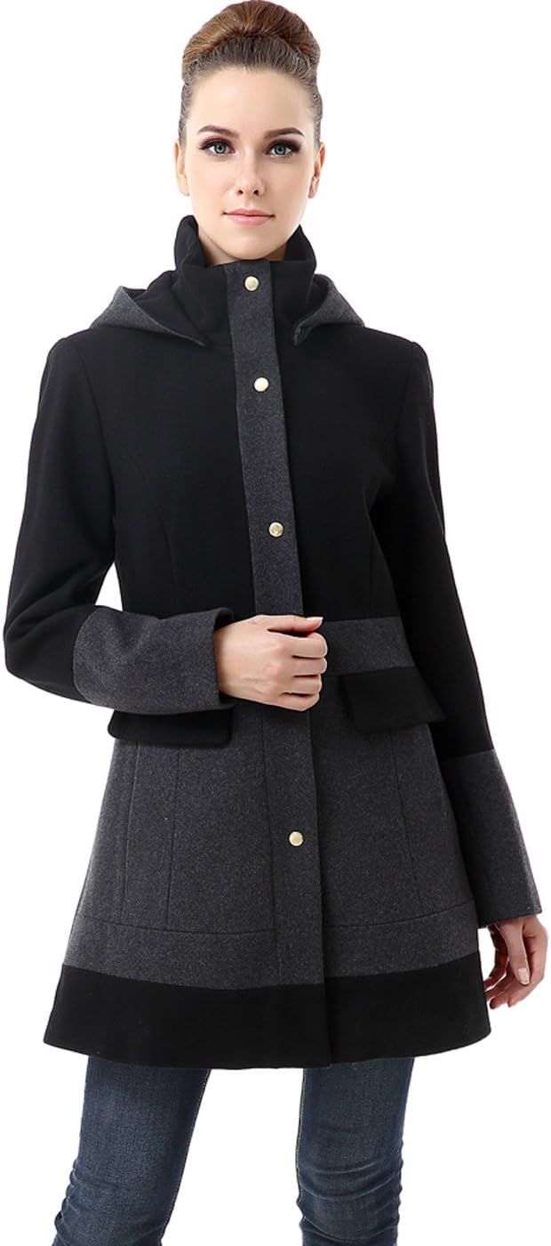 BGSD Women Marwa Wool Blend Hooded Color Block Walking Coat (Also available in Plus Size)