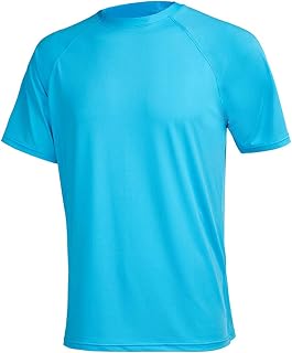 Men's UPF 50+ Rashguard Swim Tee Short Sleeve Running Shirt Swimwear Swim Hiking Workout Shirts
