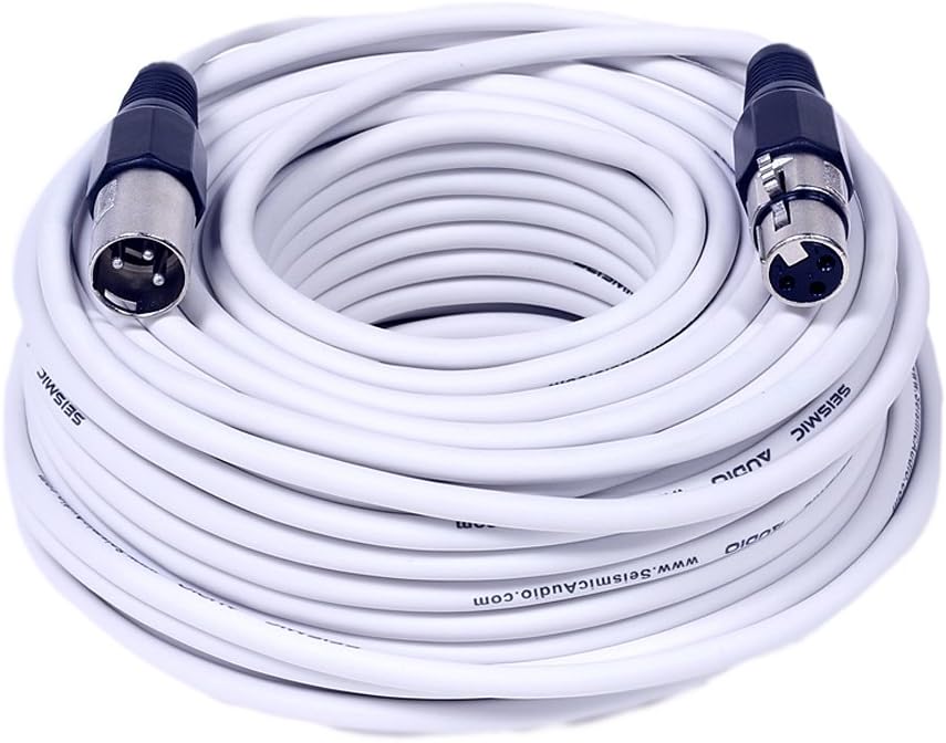 Seismic Audio White 100 Foot XLR Cable-100' Microphone Cord Mic (SAXLX-100White)
