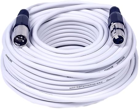 Seismic Audio SAXLX-100White Seismic Audio - White 100 Foot XLR Microphone Cable - 100 Microphone Cord Mic