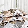 Dinjoy Floral Plaid Patchwork Quilt Set Queen Size, Reversible Brown Bedding Set Soft Microfiber Lightweight Bedspread Coverlet 3 Piece Fall Autumn Summer Use (90x90 inches) #5
