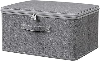 Foldable Cloth Organizer with Lid, Large Grey Fabric Storage Box, Durable & Stylish Storage Solution, Home Organisation Es...