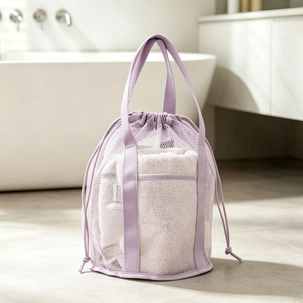 Borsa da spiaggia pieghevole in rete grande organizer da viaggio impermeabile per nuoto palestra 48 x 39 cm (misterioso nero A)