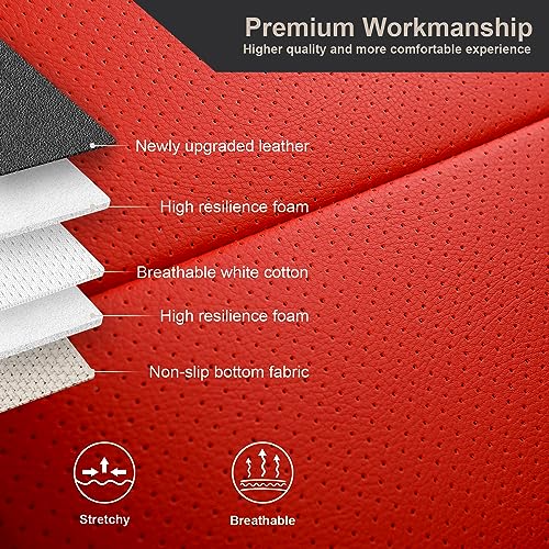 Image of GIANT PANDA Customized Full Set Car Seat Covers Fit Ford Mustang Coupe Hardtop 2015 2016 2017 2018 2019 2020 2021 2022 2023 2024 2025 2026- (Black+Red)