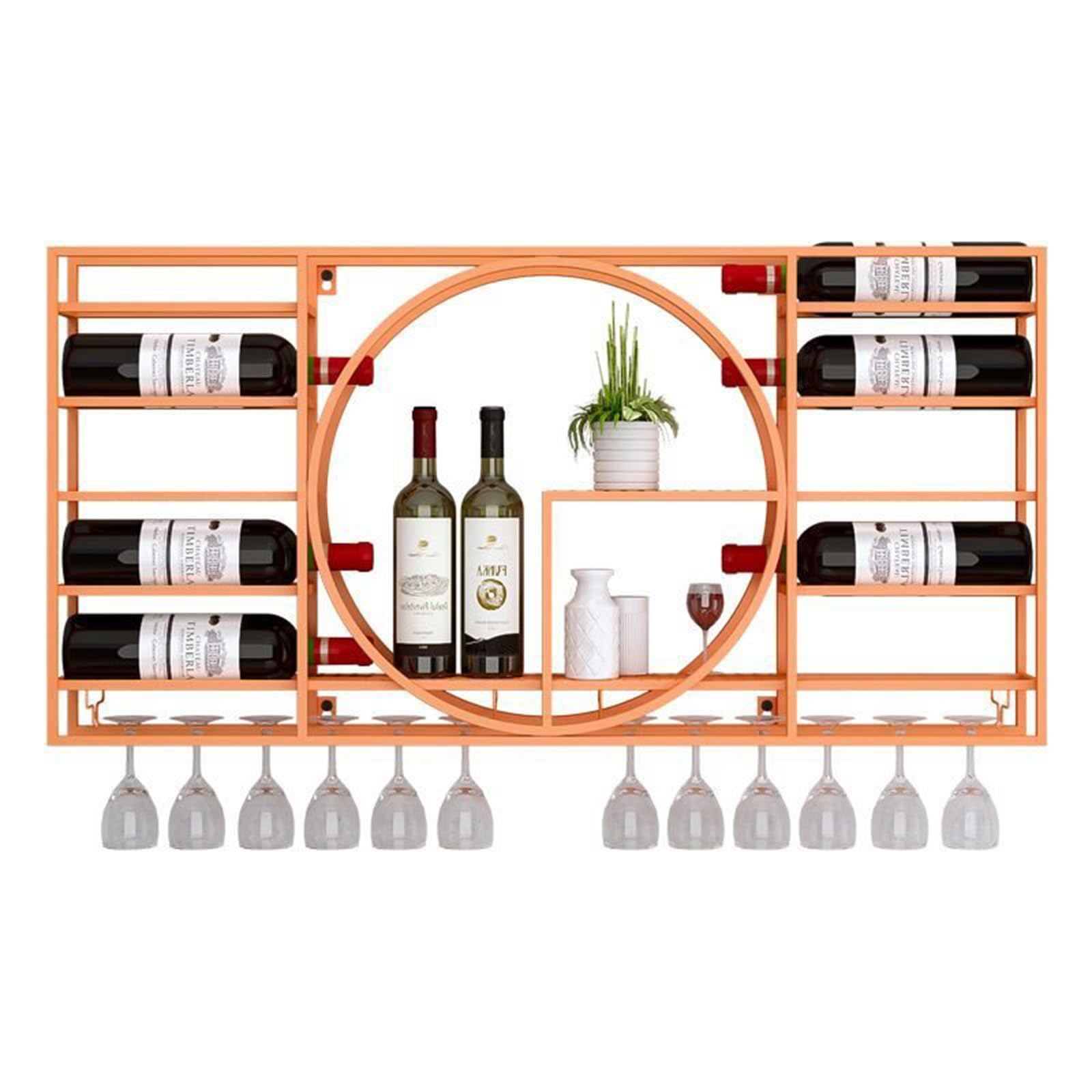 Étagère à vin murale vintage en métal suspendue pour bouteilles
