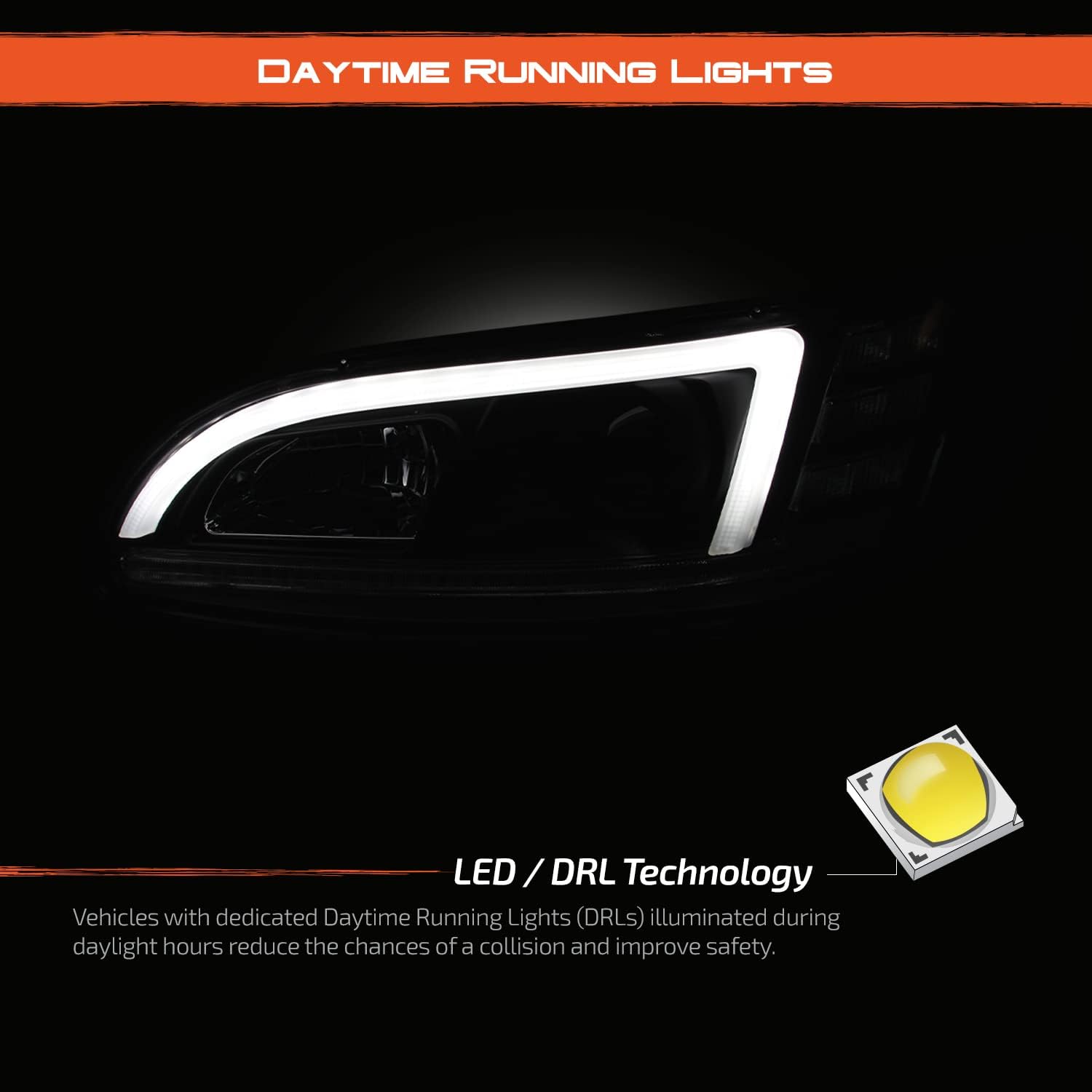 AKKON - Fit 1999-2020 Peterbilt Class 8 Truck Black Halogen Projector Headlights w/LED Sequential Turn DRL Driver Side