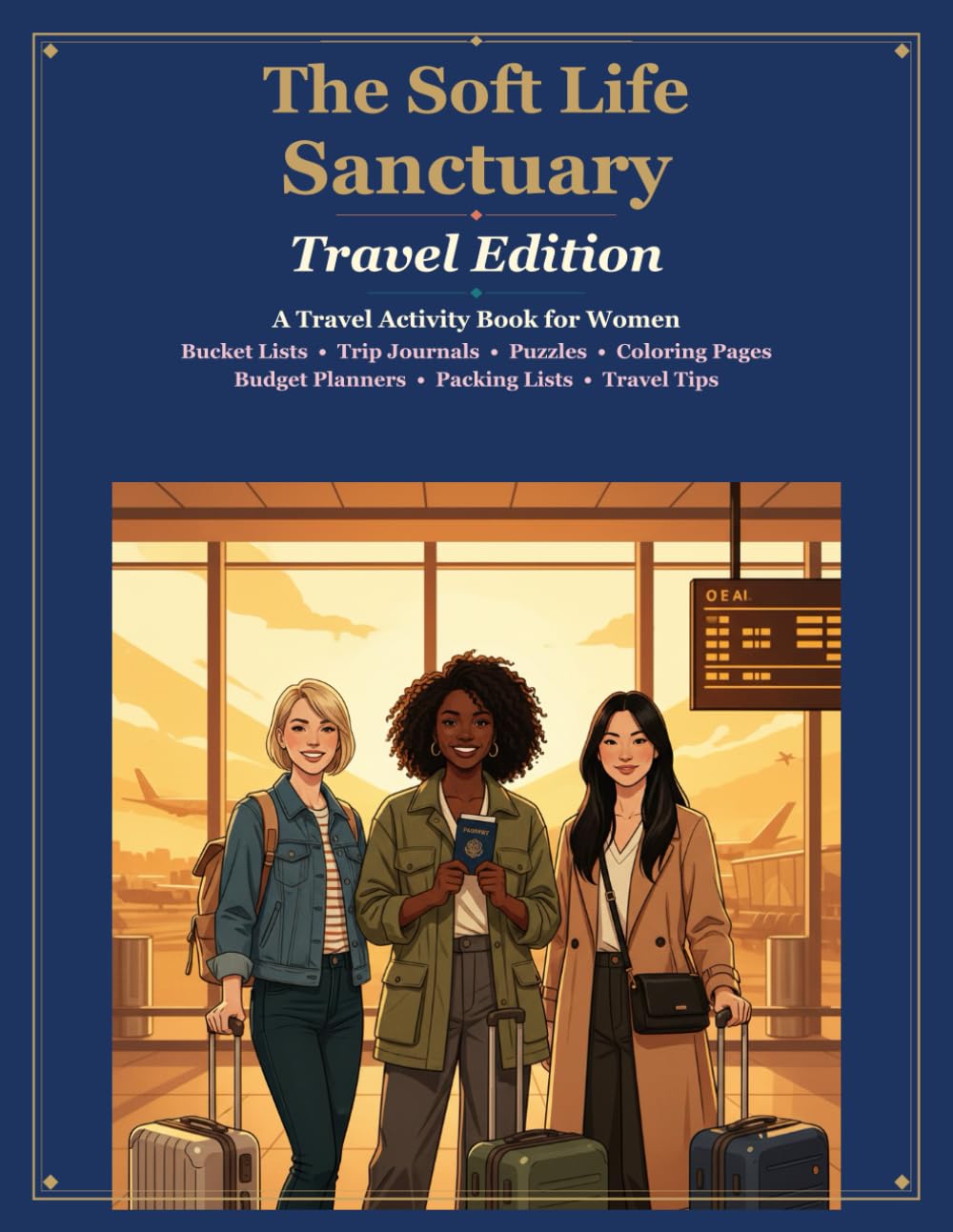 The Soft Life Sanctuary: Travel Edition: A Travel Activity Book for Women - Trip Journals, Budget Planners, Puzzles, Coloring Pages & Travel Tips