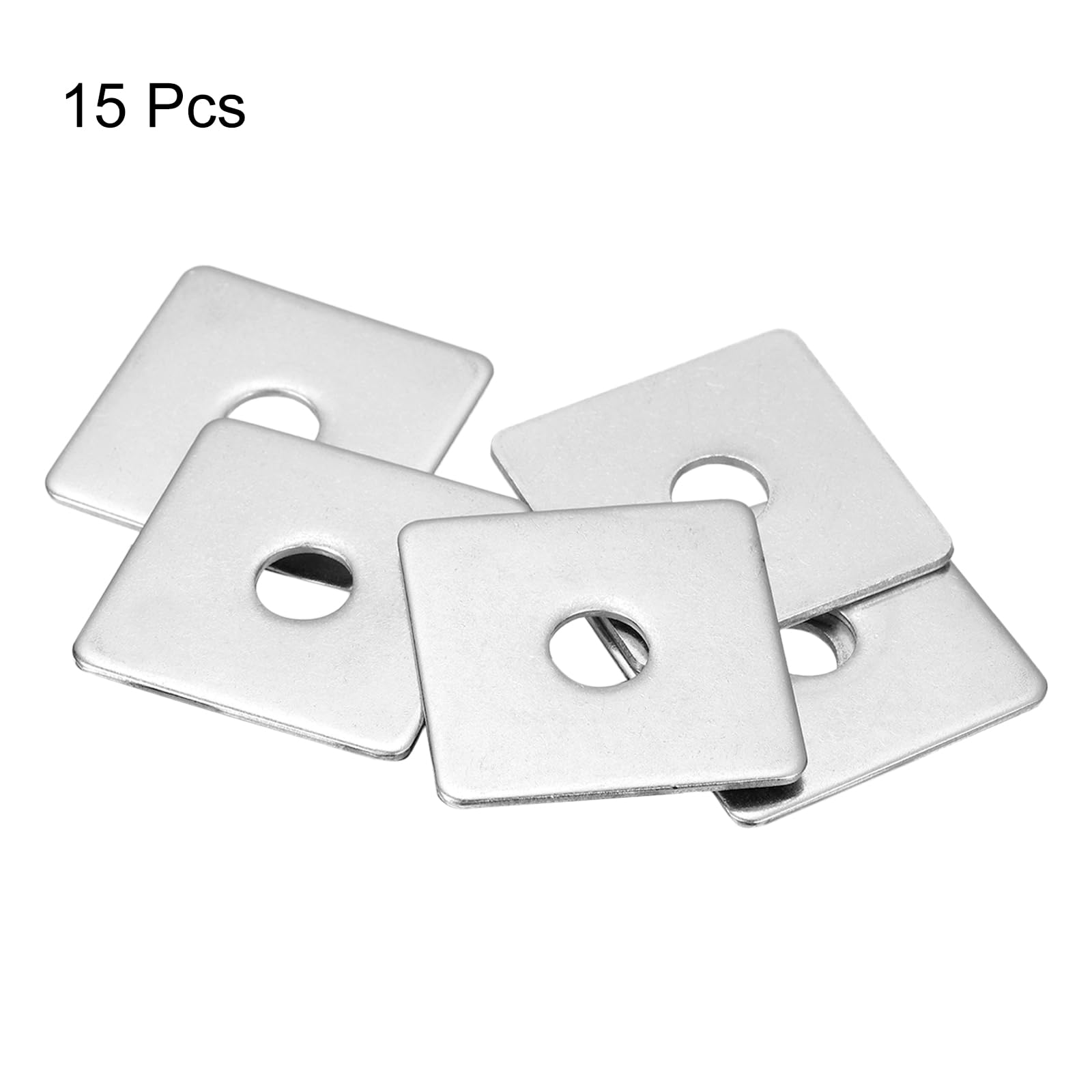 sourcing map Quadratische Unterlegscheiben, 15 Stück, M10 x 50 x 50 x 2 mm, 304 Edelstahl, quadratische Unterlegscheiben, flache Unterlegscheiben, Abstandshalter für Hardware-Befestigung
