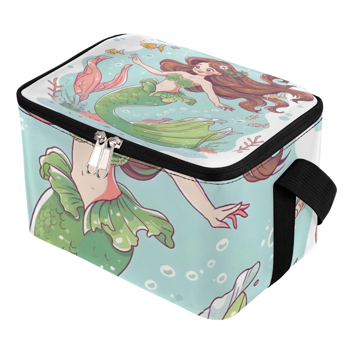 GzLeyigou Lunch Bags for Women Men 9 Cans,Underwater Pretty Mermaid Hot & Cold Food Delivery Bag Insulated Grocery Bag Insulated Lunch Box Coral Seaweed Cooler Bag for Office Work Picnic Beach