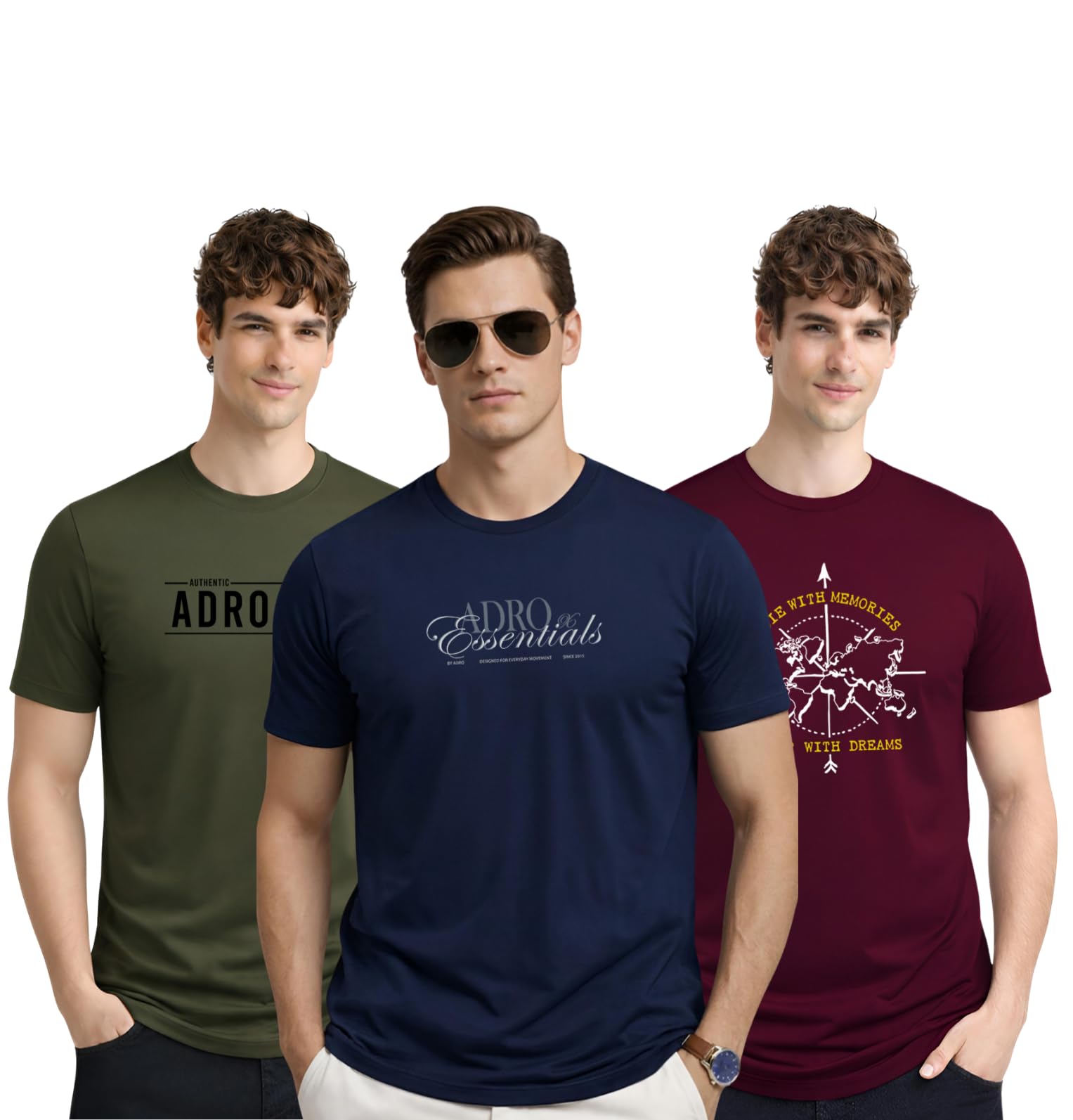 adro Mens Printed T-Shirts Pack of 3 | 100% Cotton Regular Fit Graphic Tshirt | Breathable Stylish Casual T Shirt Gym Travel Summer T Shirts-picture-24