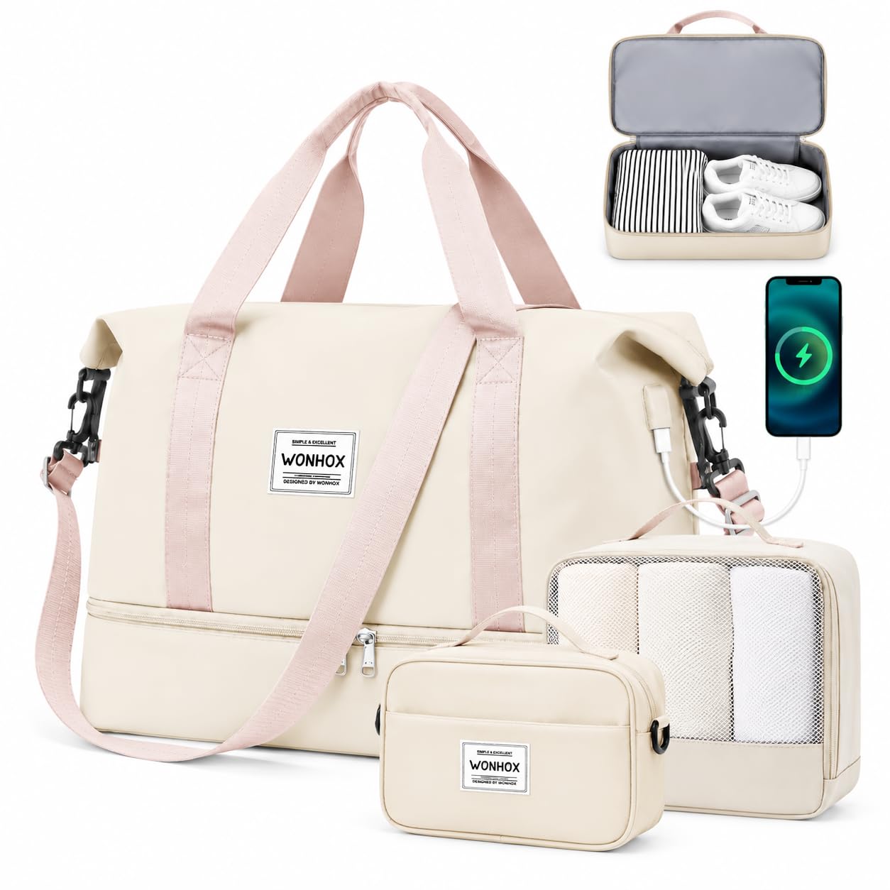 Weekender Bags for Women Travel Weekend Overnight Bag with Shoe Compartment