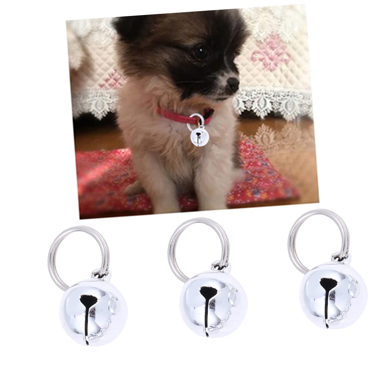 20 Pcs Bell Silver Kitten Accessories Dog Bell Dog Collar Bell Christmas Bells Copper Bell Pet, 1.8X1.8CM, Metal, Metal No Gemstone