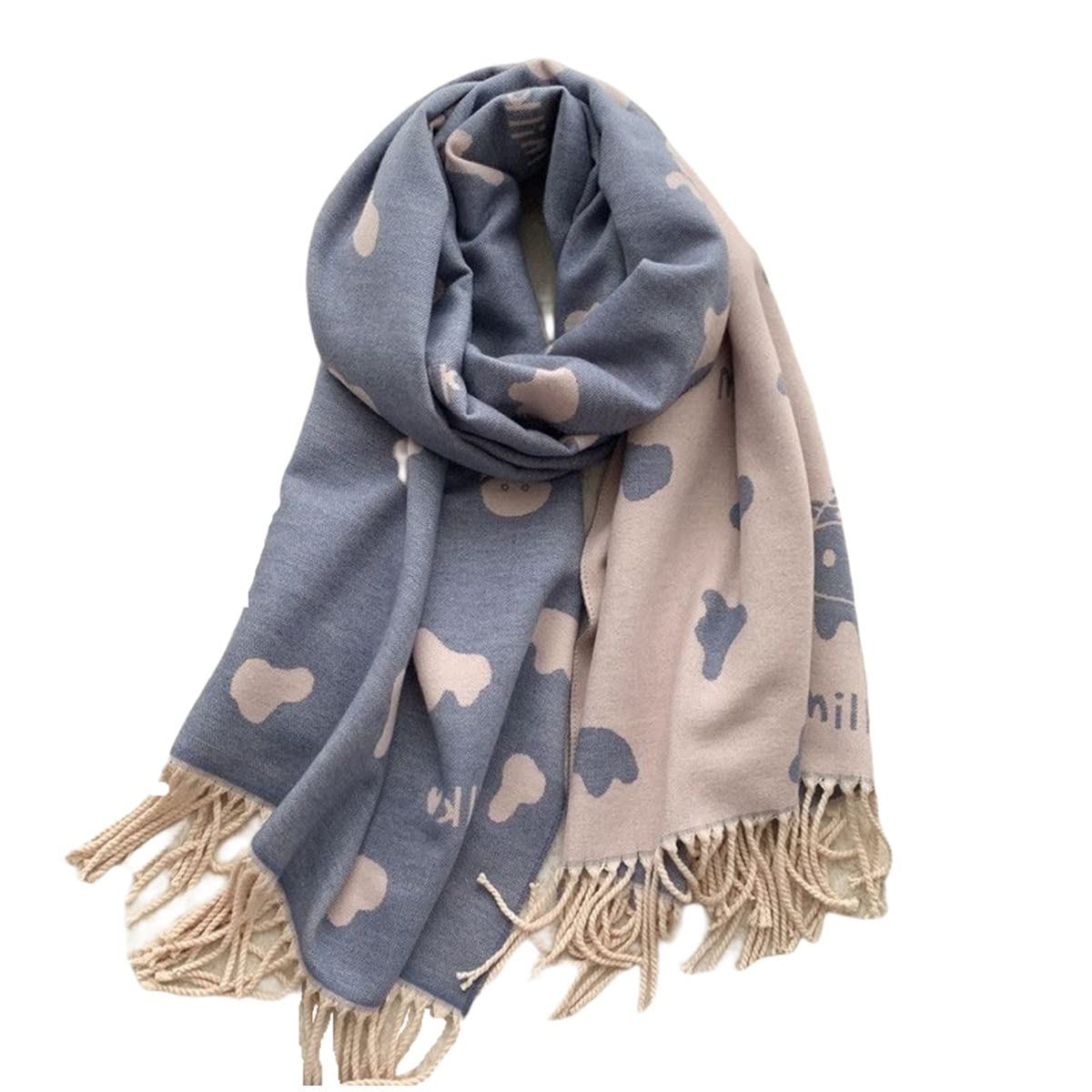 Bufanda ligera y elegante de imitación de cachemir con estampado de vaca, ideal para otoño e invierno. Perfecta para mamá y mujer.