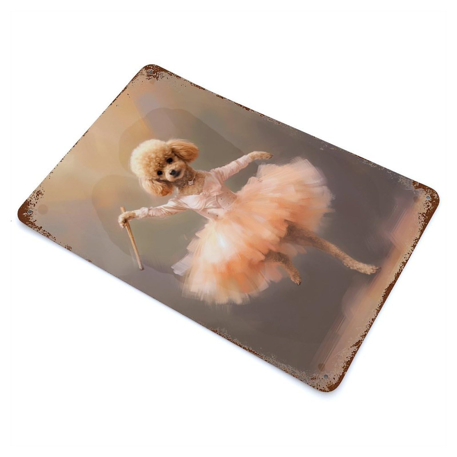 Toy Poodle Ballerina Retro Metal Sign 11.8"x7.9", Vintage Wall Decor for Garage, Pub Or Kitchen