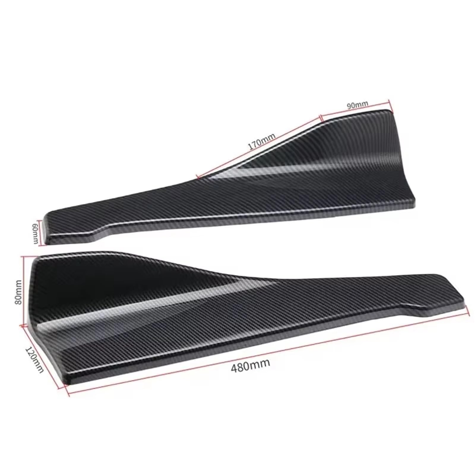 Auto Trittbretter Splitter Universal Vorne Hinten Stoßstange Streifen Lip Spoiler Diffusor Splitter Scratch Carbon Fiber Winglets Seite Rock Verlängerung(Black a)