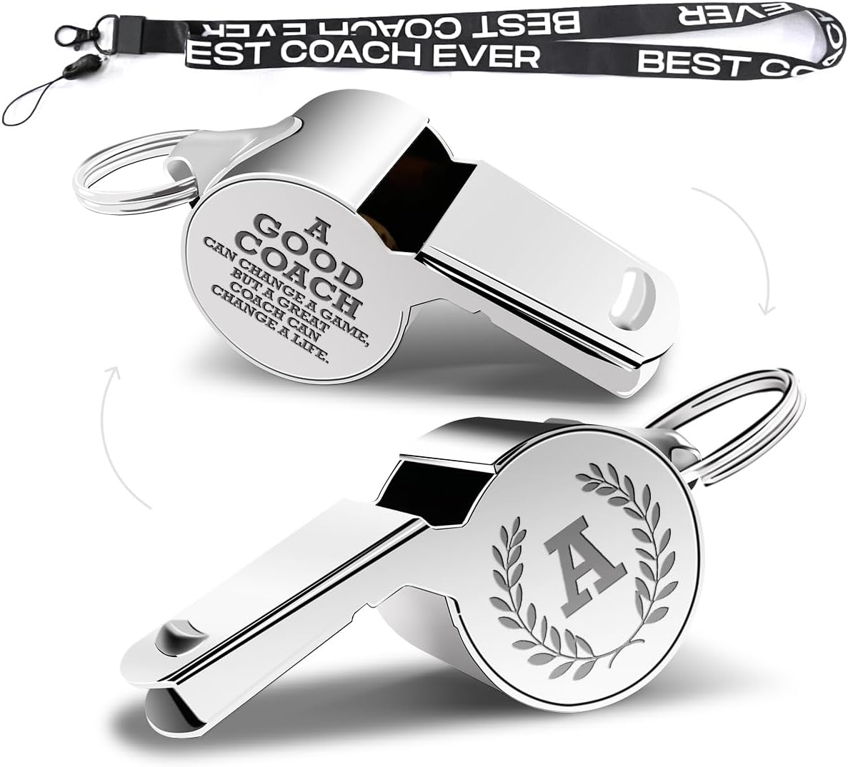 fkovcdy Initial Coach Gifts, Whistle for Coaches, Whistle Emergency, Thank You Coach Gifts, Personalized Monogram Coaches Whistle